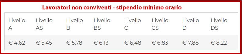 Rapporto di lavoro domestico: stipendi minimi